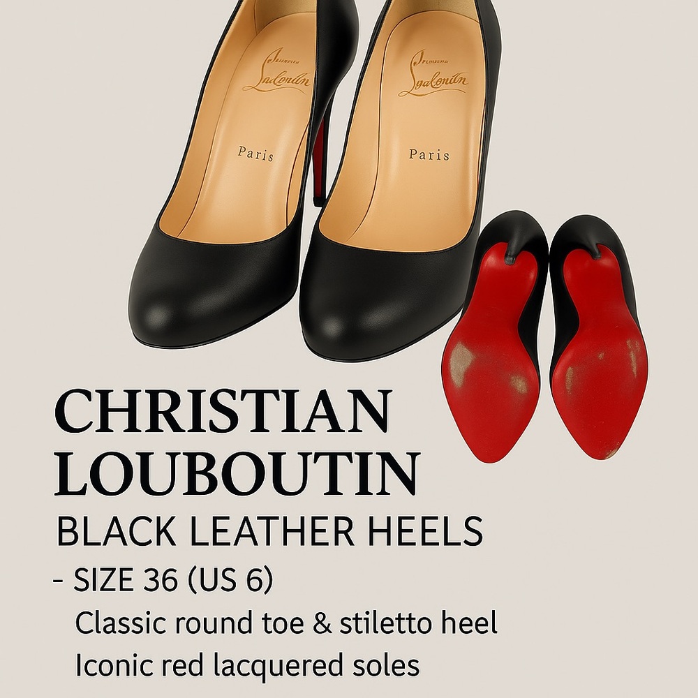 Authentic Christian Louboutin LIKE NEW! black leather pumps in size 36 (US 6).